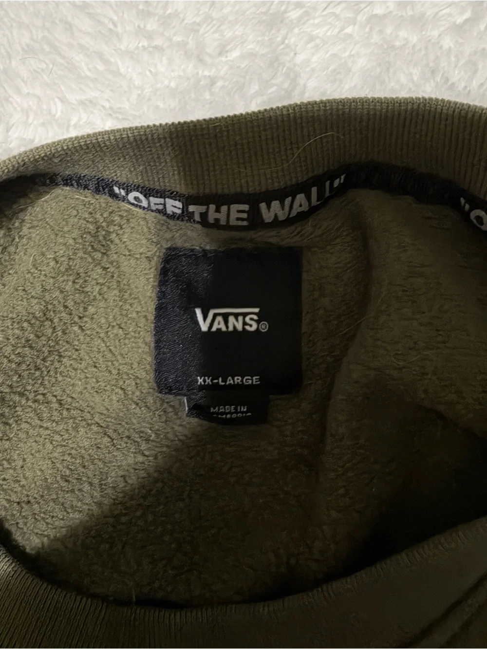 Vans Men's Olive Crewneck Sweatshirt with Small Chest Logo